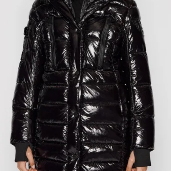NWT Donna Karan Puffer Coat with Faux Fur detachable Hood Large - Picture 6 of 7